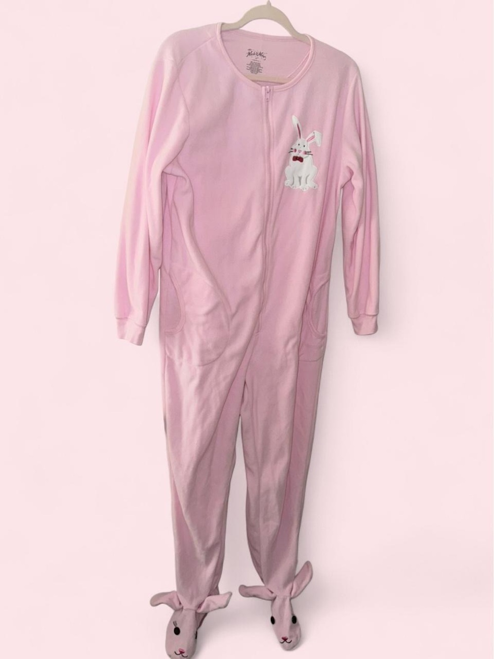 Nick & Nora Pink Bunny Footed Onesie Pajamas